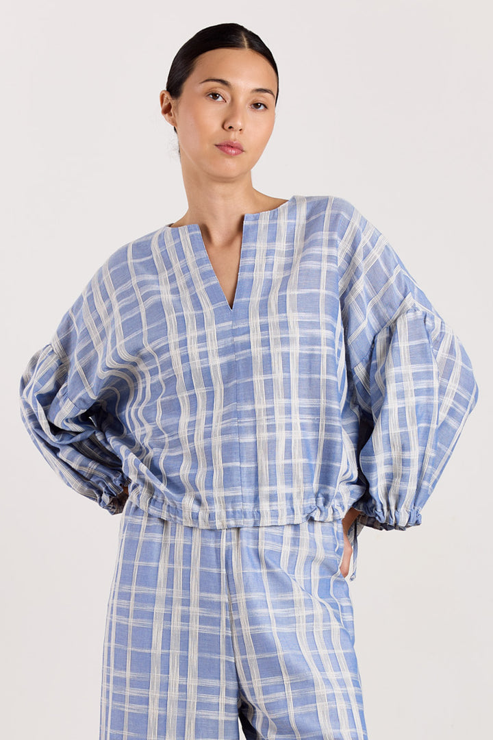 Gaby Jacquard Check Blue
