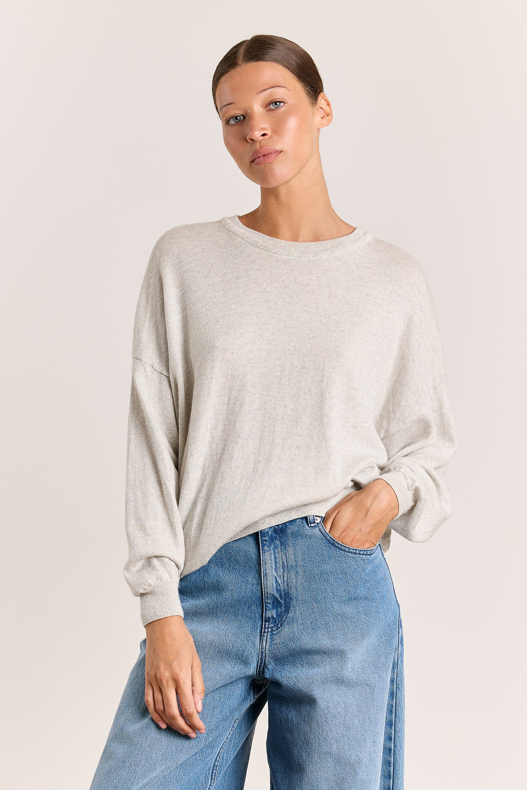 Stephanie Basic Knit Light Grey