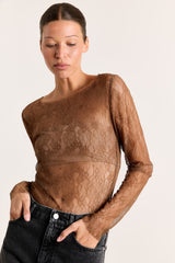 Nathalie Flower Lace Brown