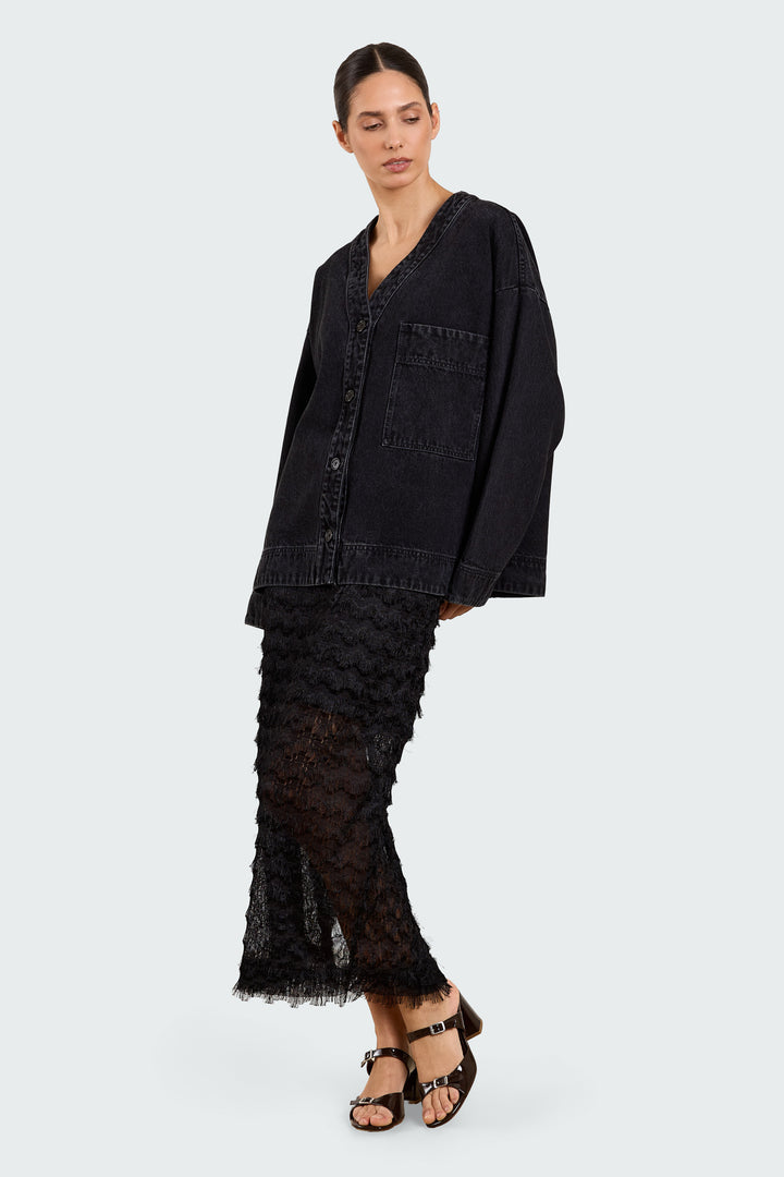 Eloise Fringe Tulle Black