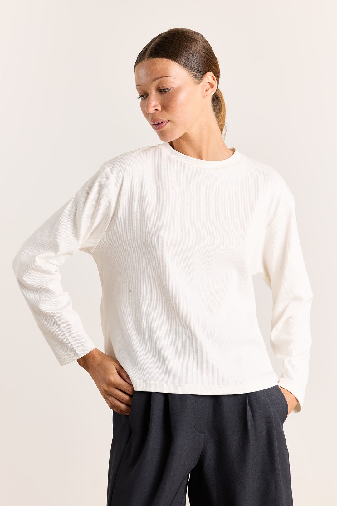 Lila Rib Jersey Off White