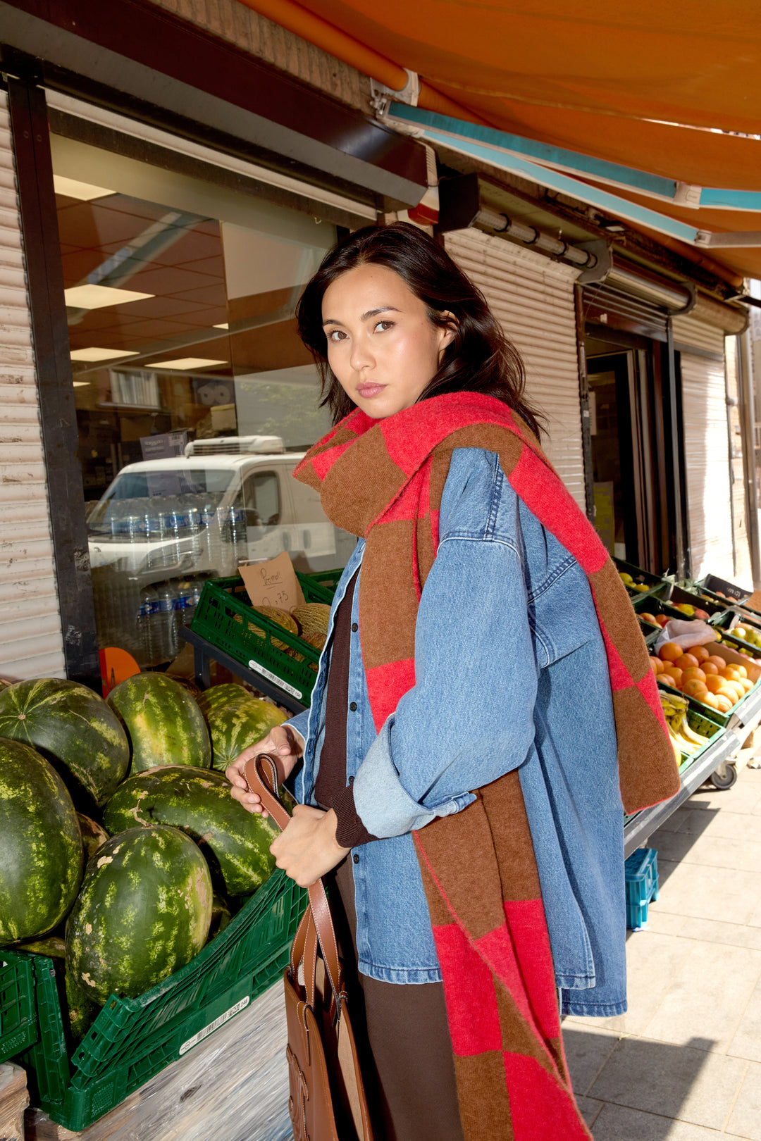 Suzy Checkerboard Red - Brown