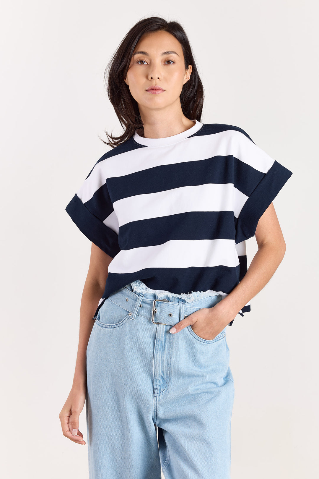 Mika Big Stripes Tee Navy/White