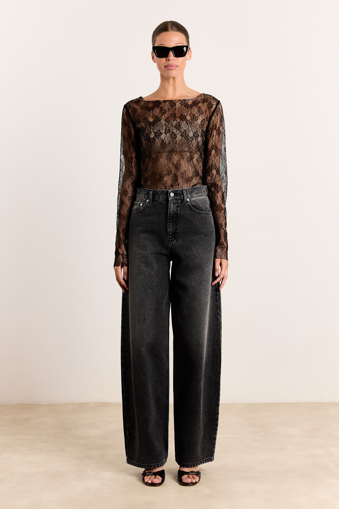 Nathalie Flower Lace Black