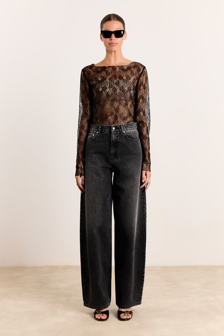 Nathalie Flower Lace Black