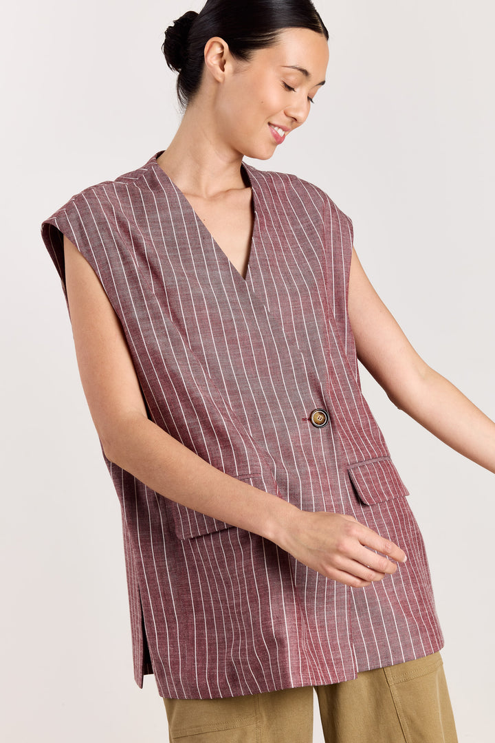 Judith Pinstripe Cranberry