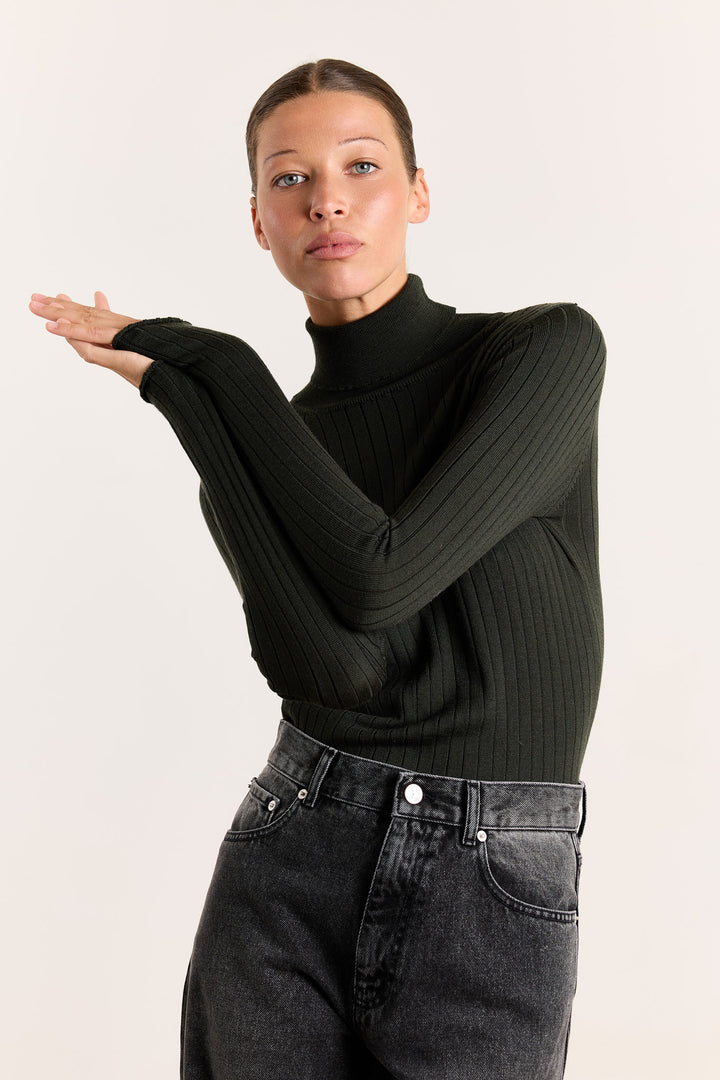 Dahlia Rib Merino Military