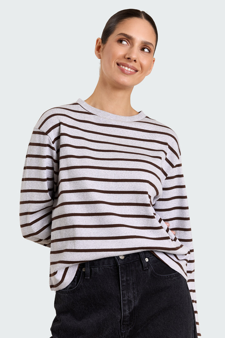 Lila Rib Striped Jersey Grey/Brown