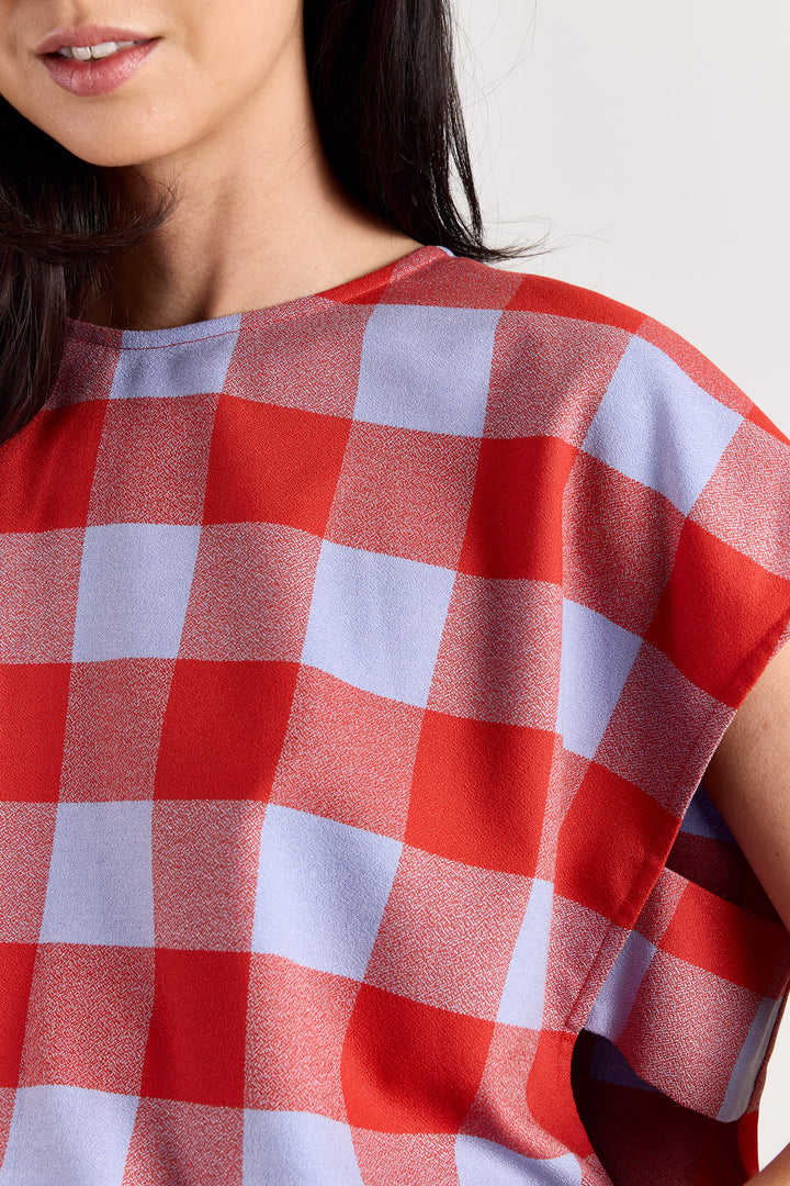 Esmeralda Colorblock Check Blue/Brick