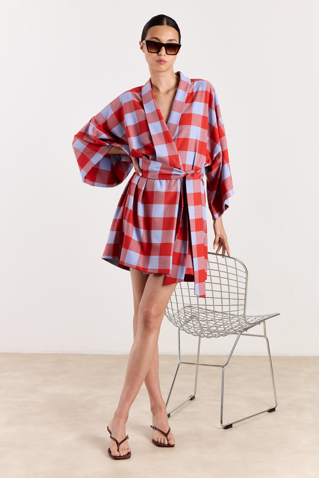 Romina short Colorblock Check Blue/Brick