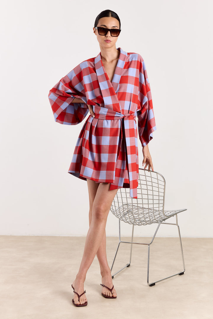 Romina short Colorblock Check Blue/Brick