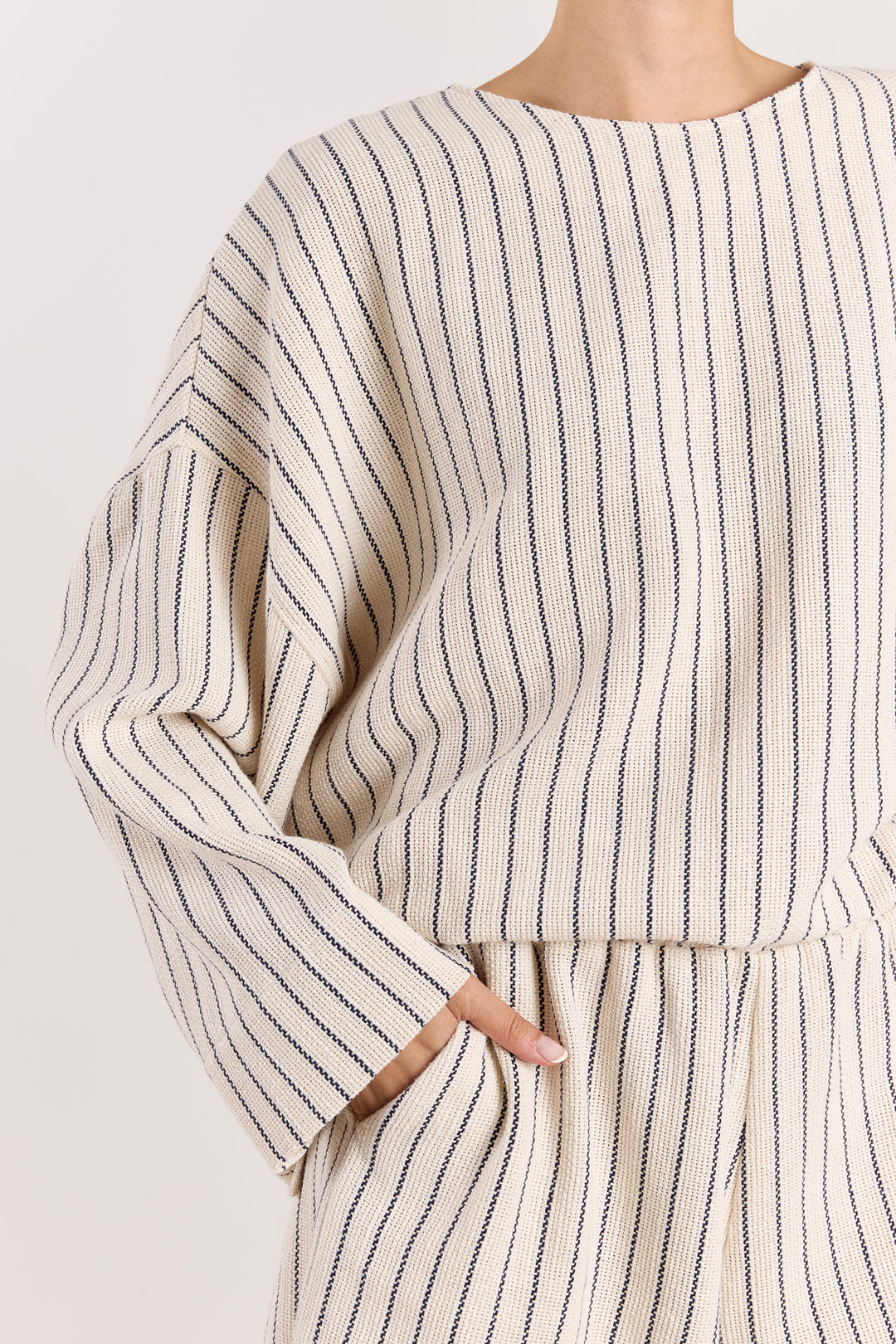 Raphie Loose Woven Stripe Navy
