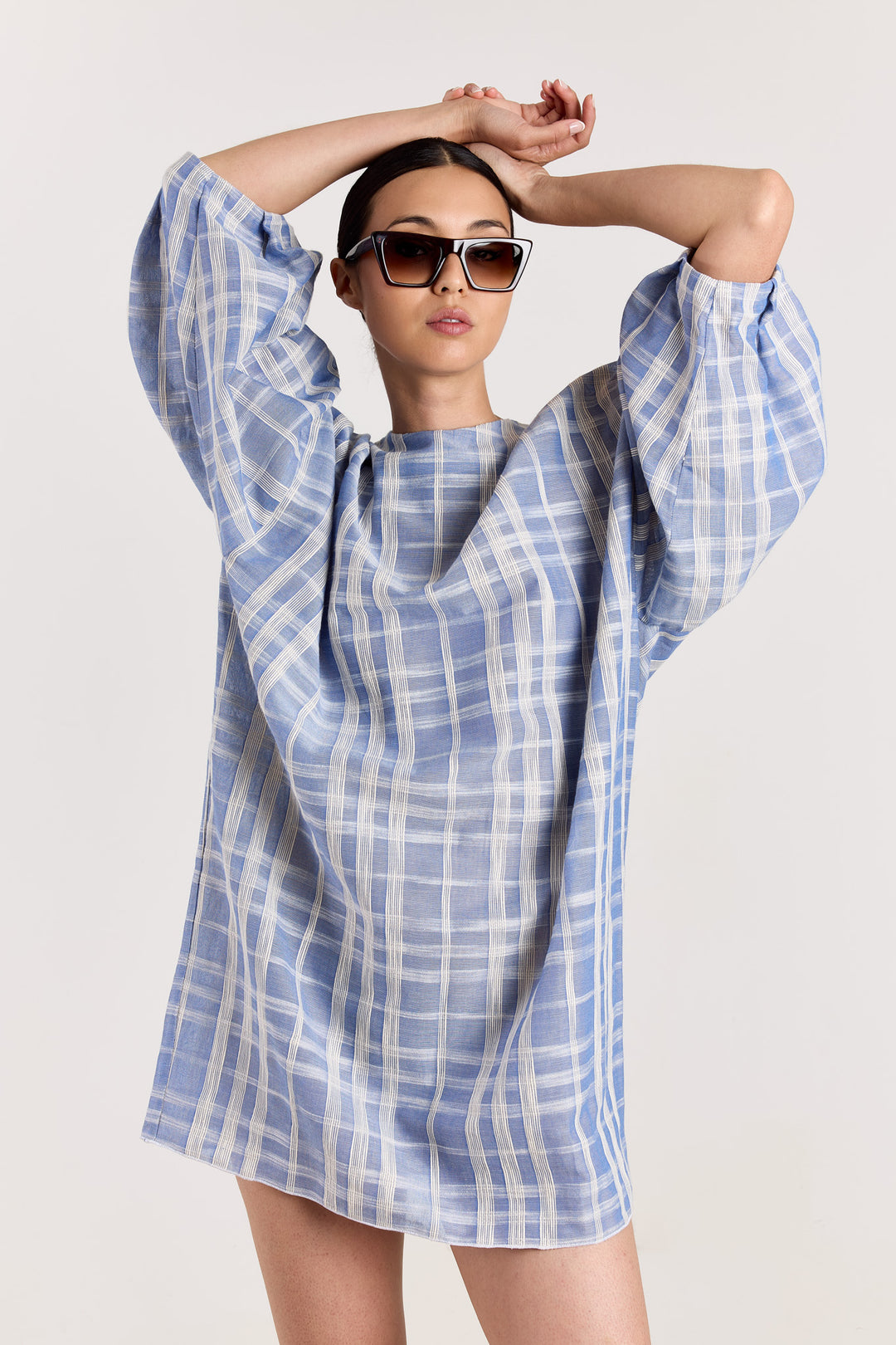 Georgette Jacquard Check Blue