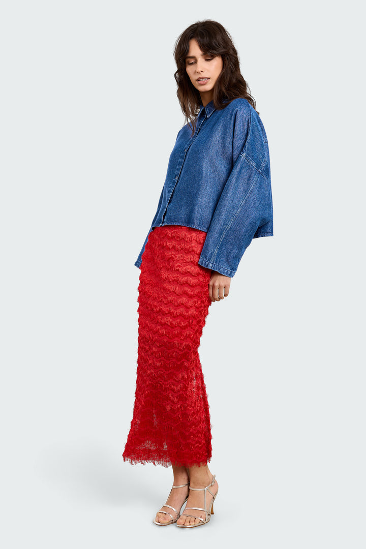 Eloise Fringe Tulle Red