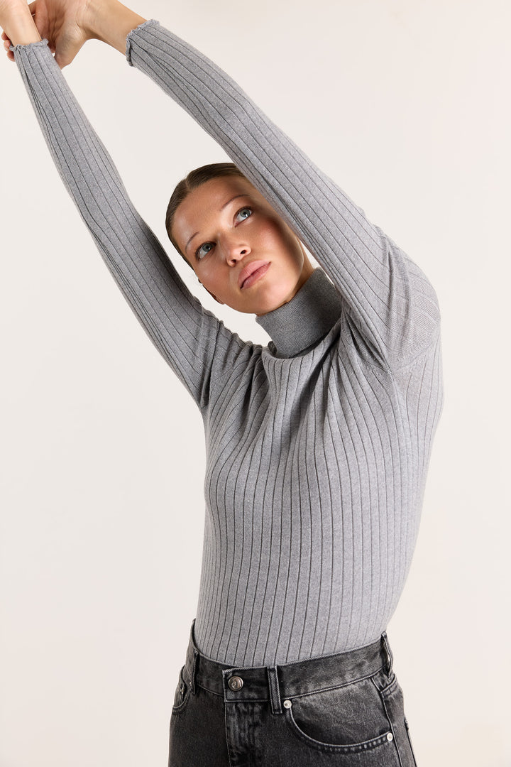 Dahlia Rib Merino Grey Melange