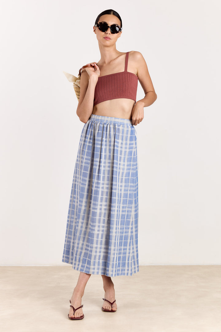 Leila Jacquard Check Blue