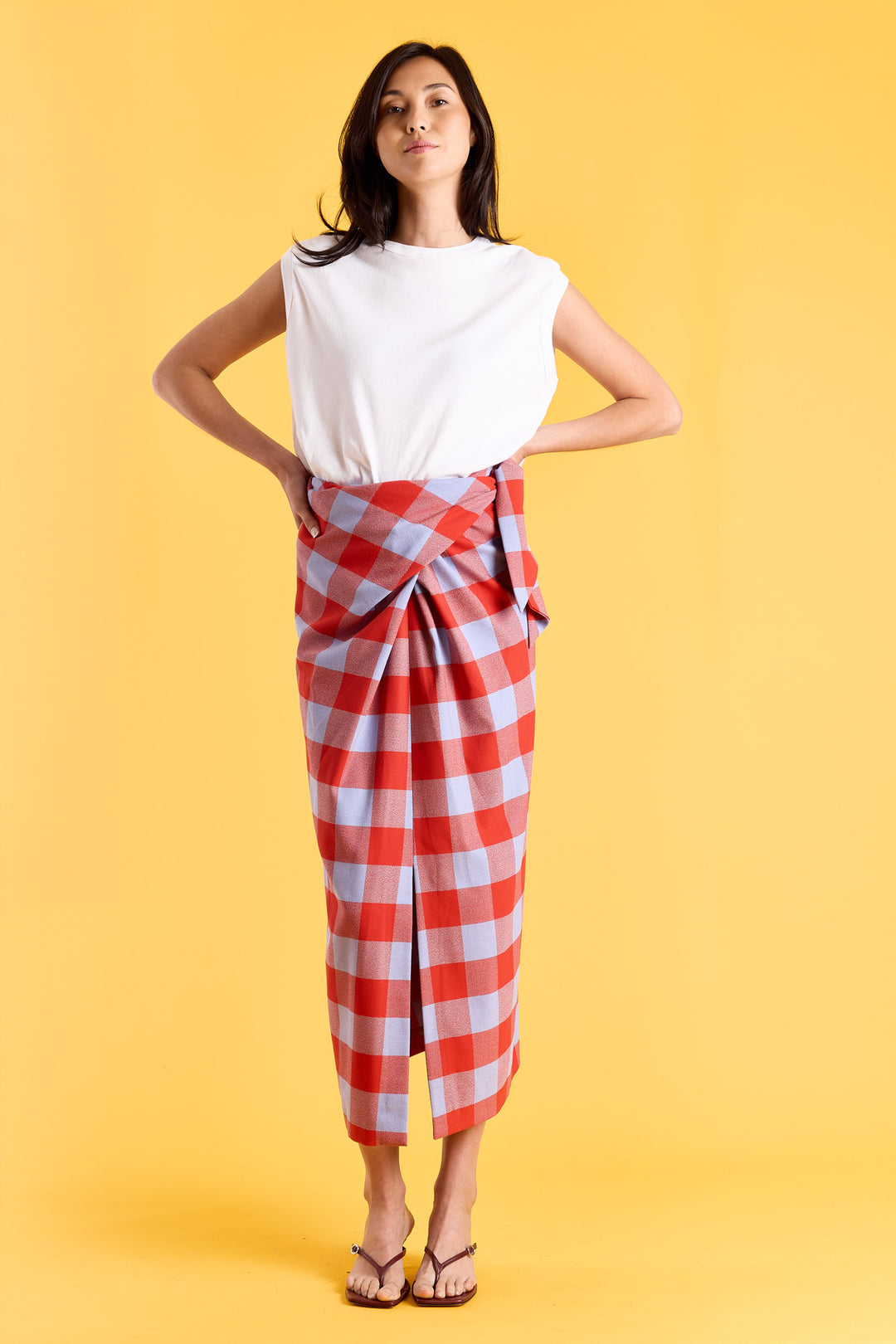 Gisele Colorblock Check Blue/Brick