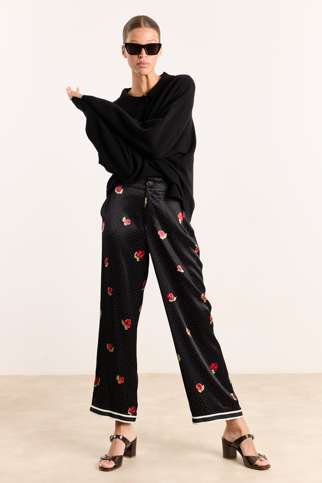 Annie Abstract Rose Print Black