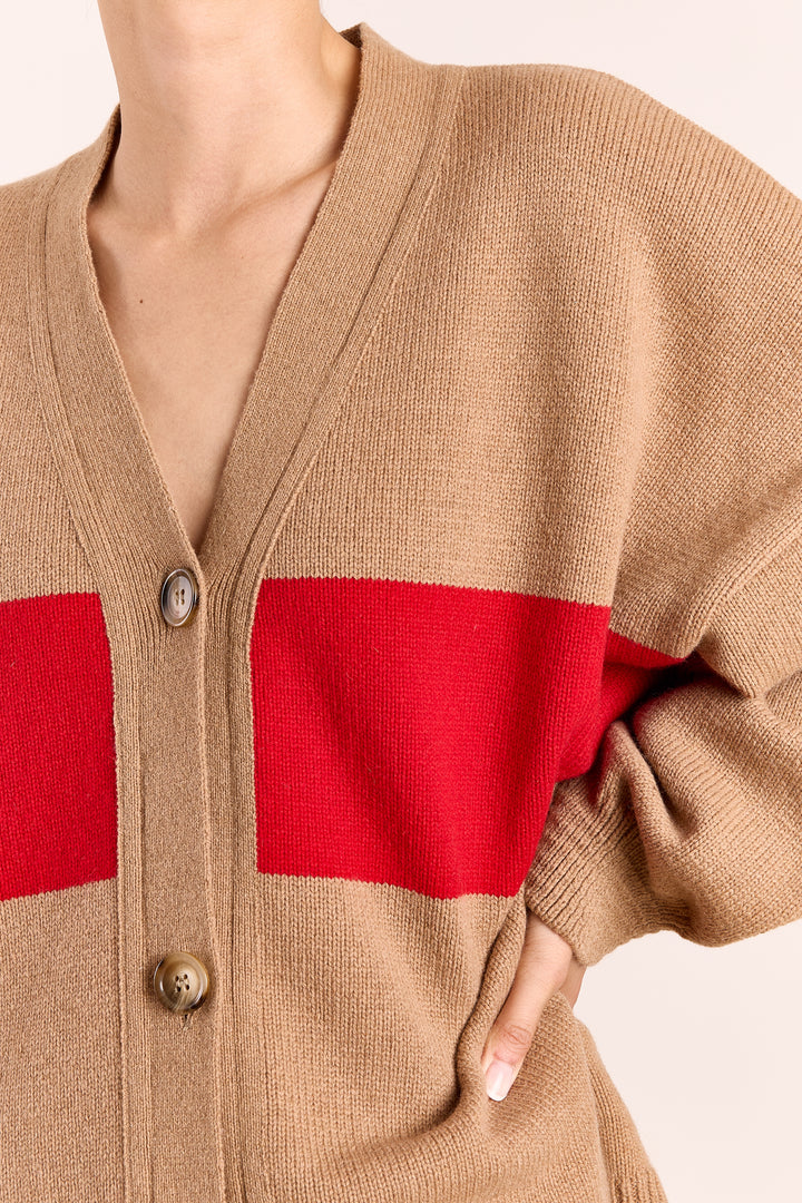 Mouche Wool Blend - Non Rib Camel/Red