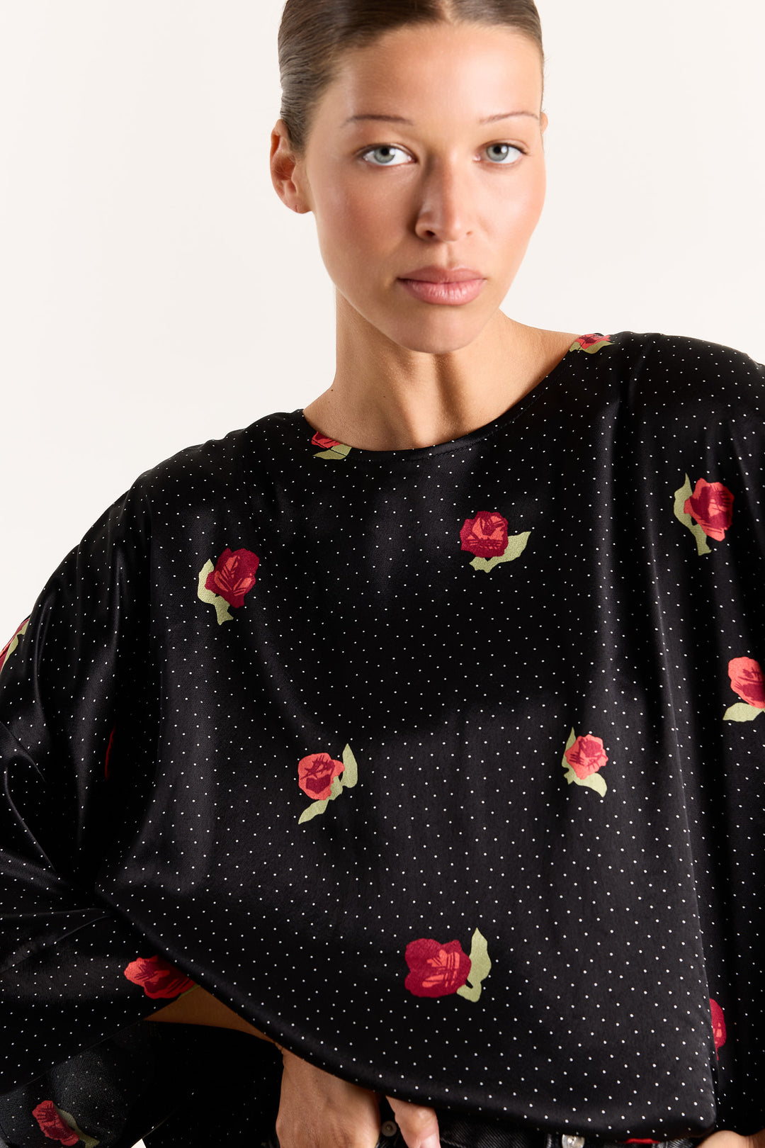Carine Abstract Rose Print Black