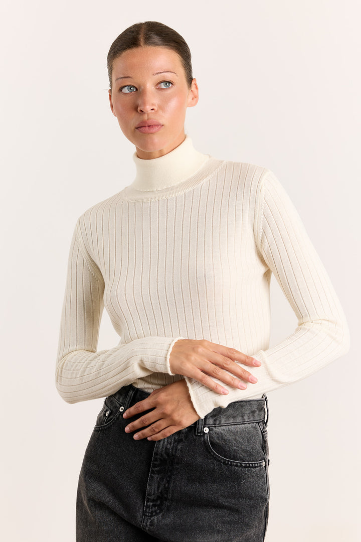 Dahlia Rib Merino Ecru