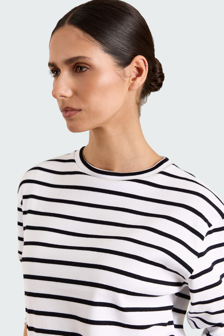 Lila Rib Striped Jersey Black/White