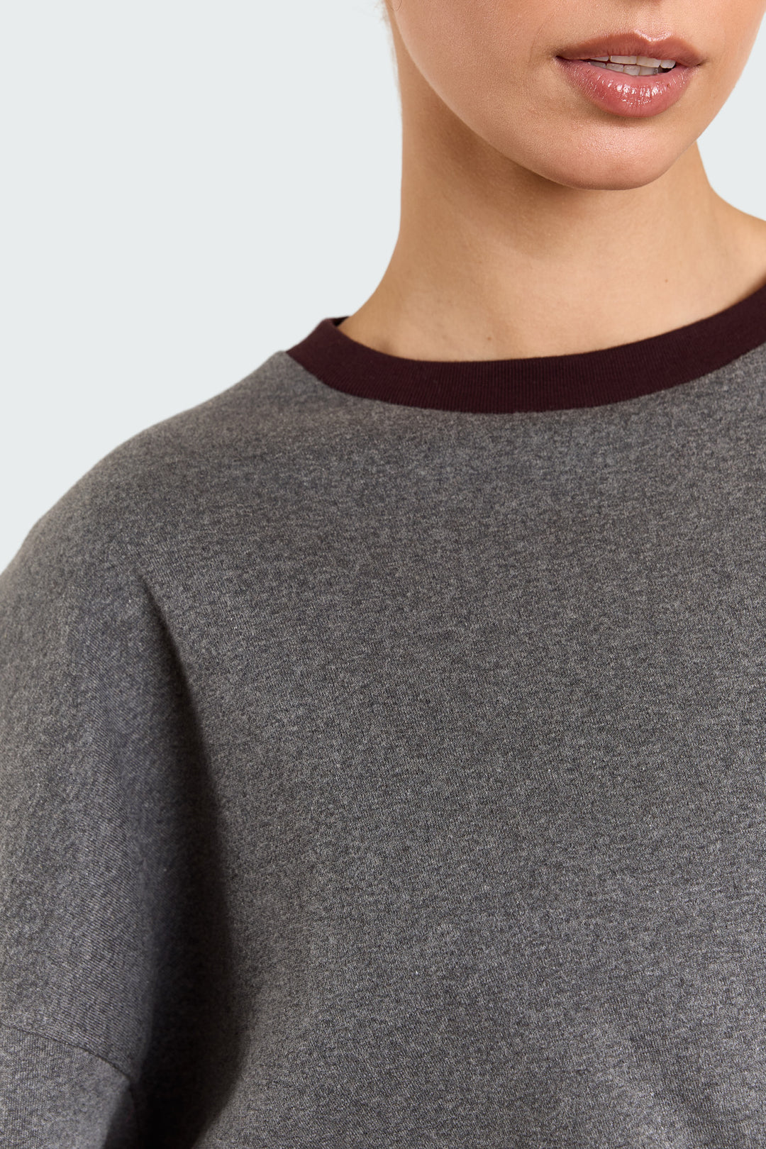 Alva Solid Jersey Grey Melange/Burgundy