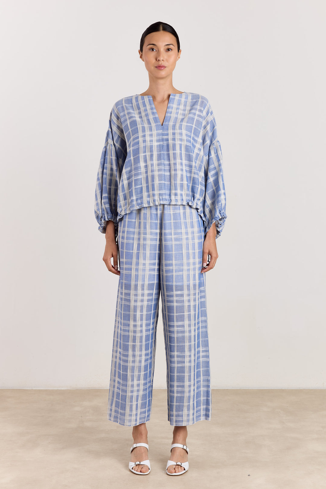 Gaby Jacquard Check Blue