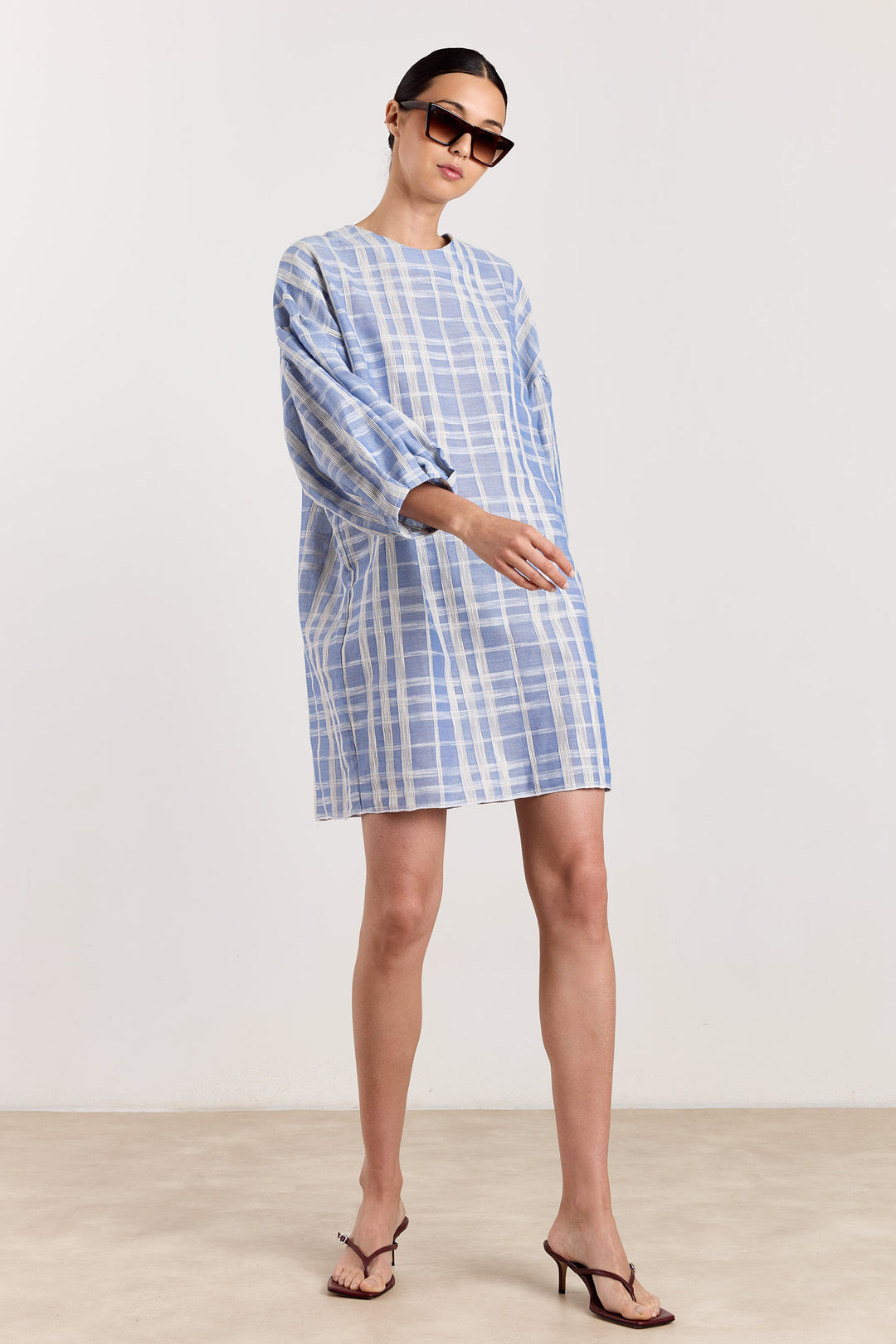 Georgette Jacquard Check Blue
