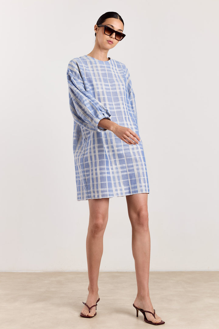 Georgette Jacquard Check Blue