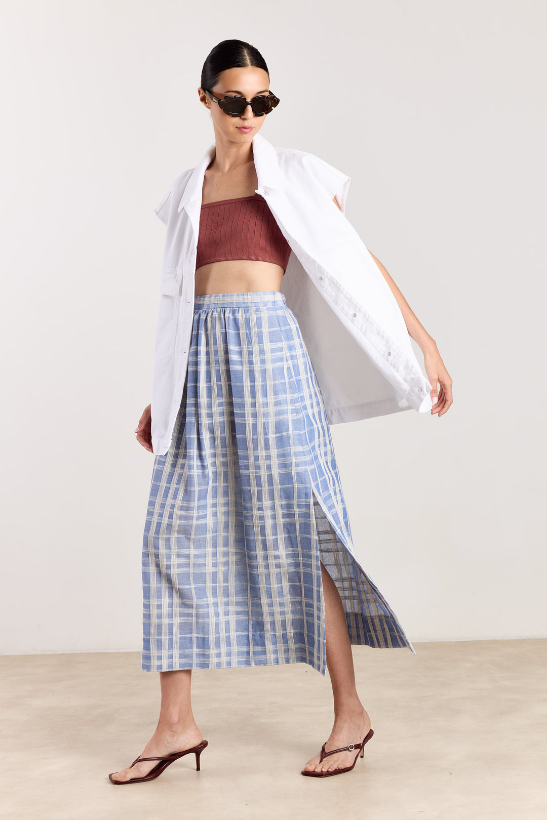 Leila Jacquard Check Blue