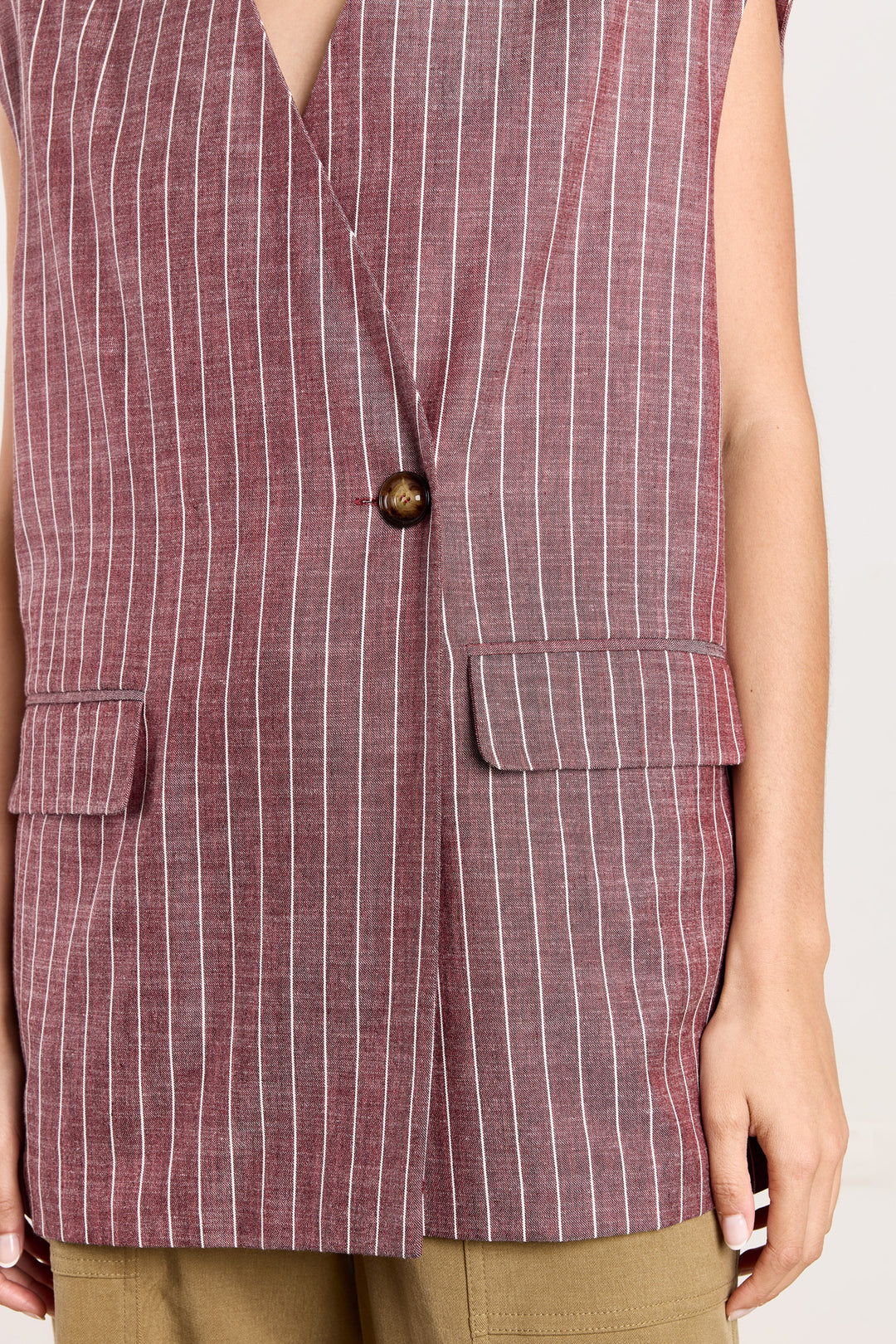 Judith Pinstripe Cranberry
