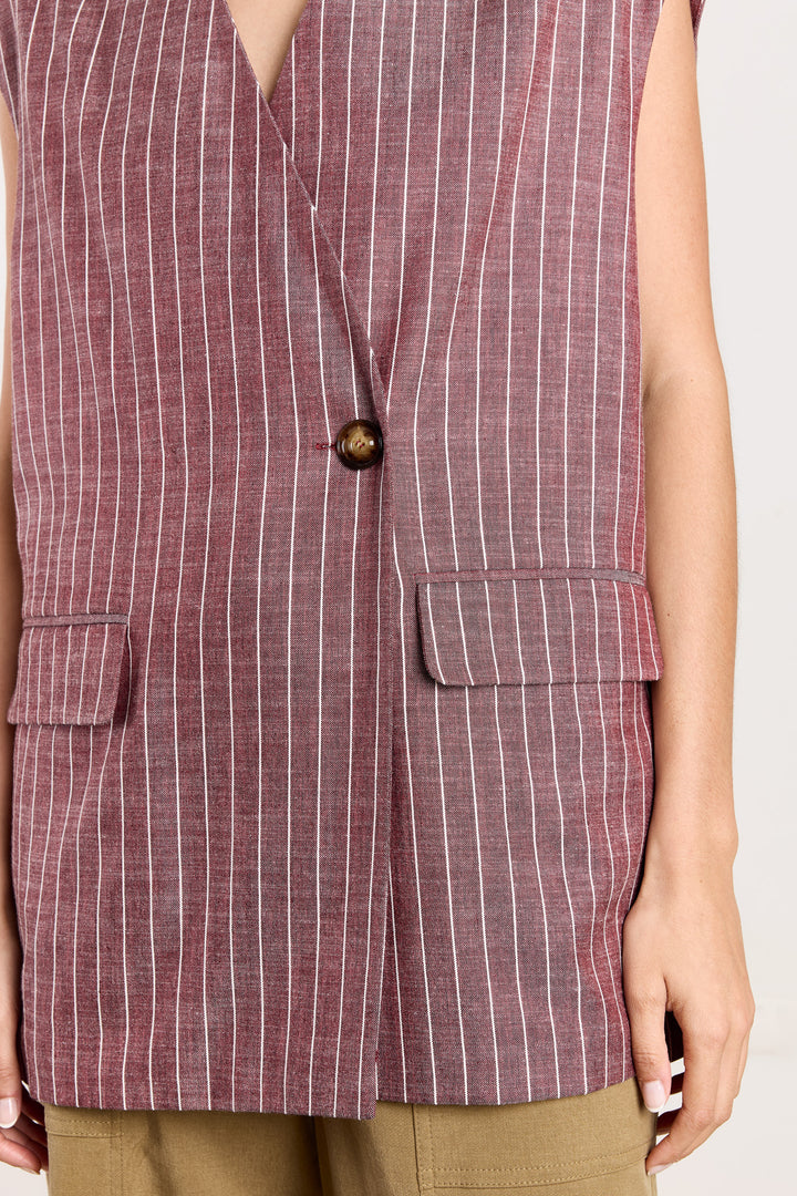 Judith Pinstripe Cranberry