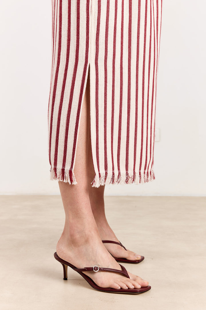 Missie Loose Woven Stripe Deep Red