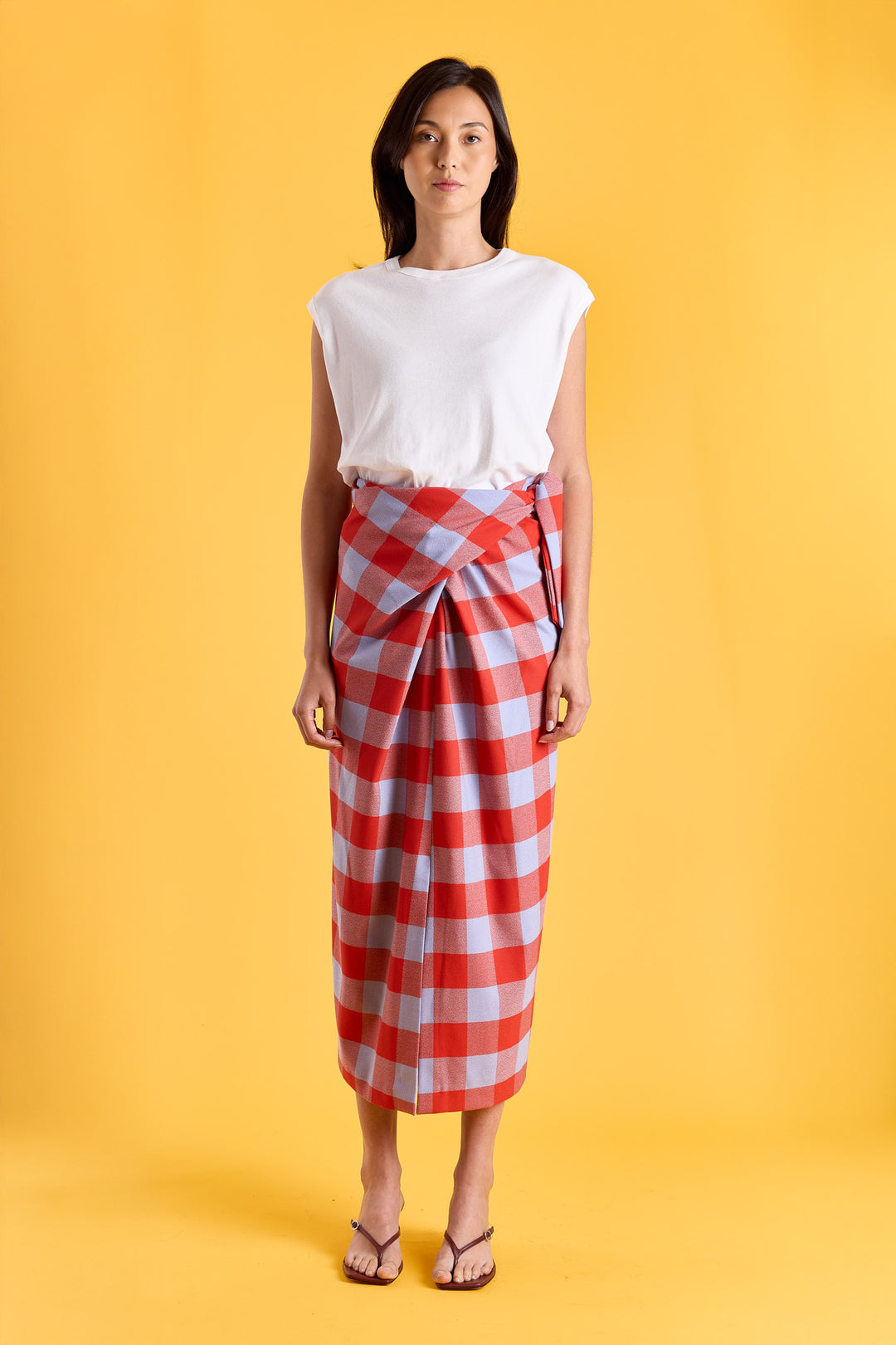Gisele Colorblock Check Blue/Brick