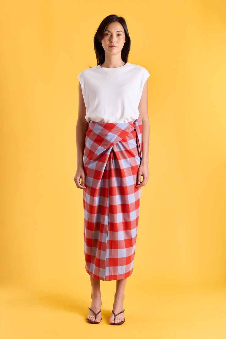Gisele Colorblock Check Blue/Brick