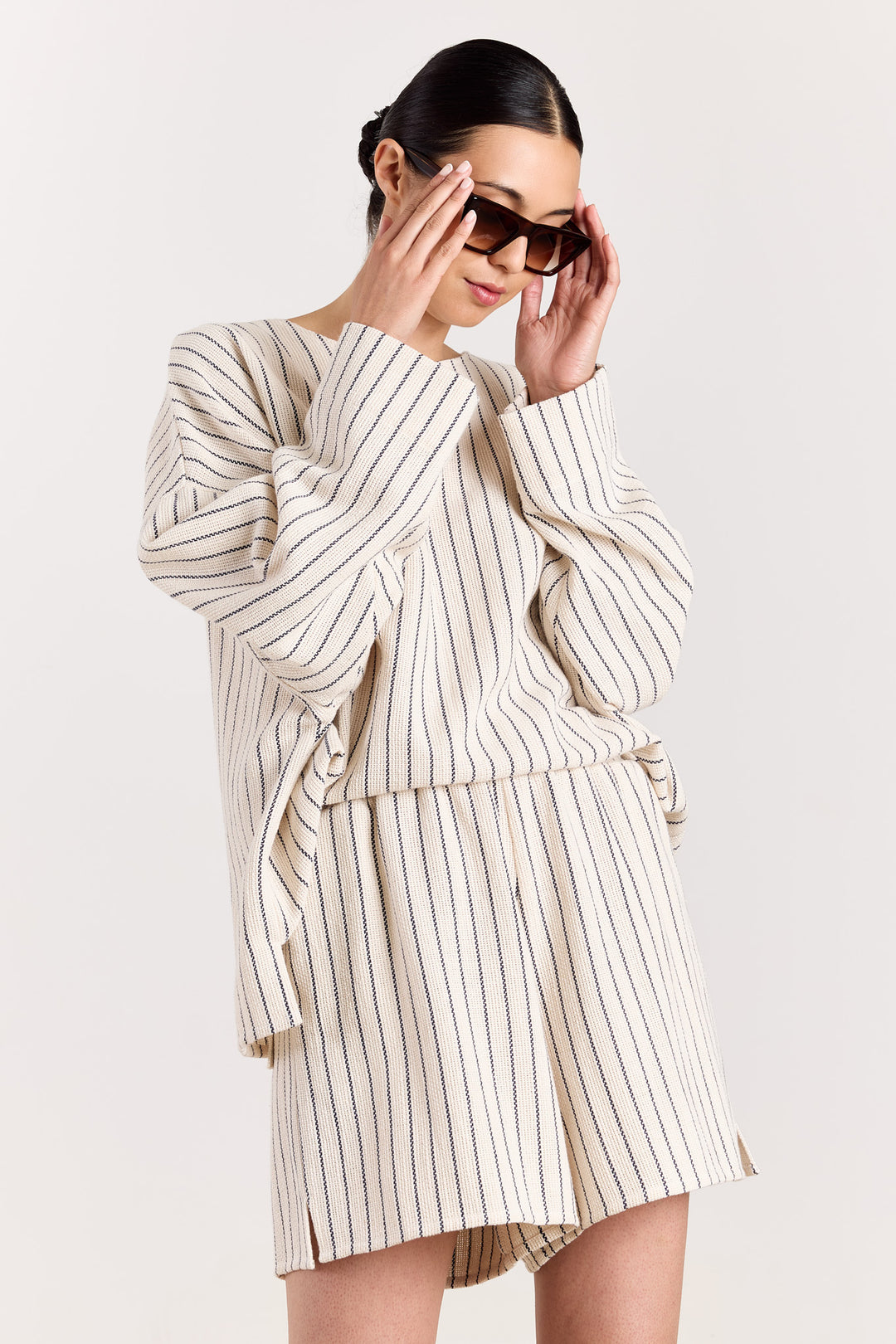 Raphie Loose Woven Stripe Navy