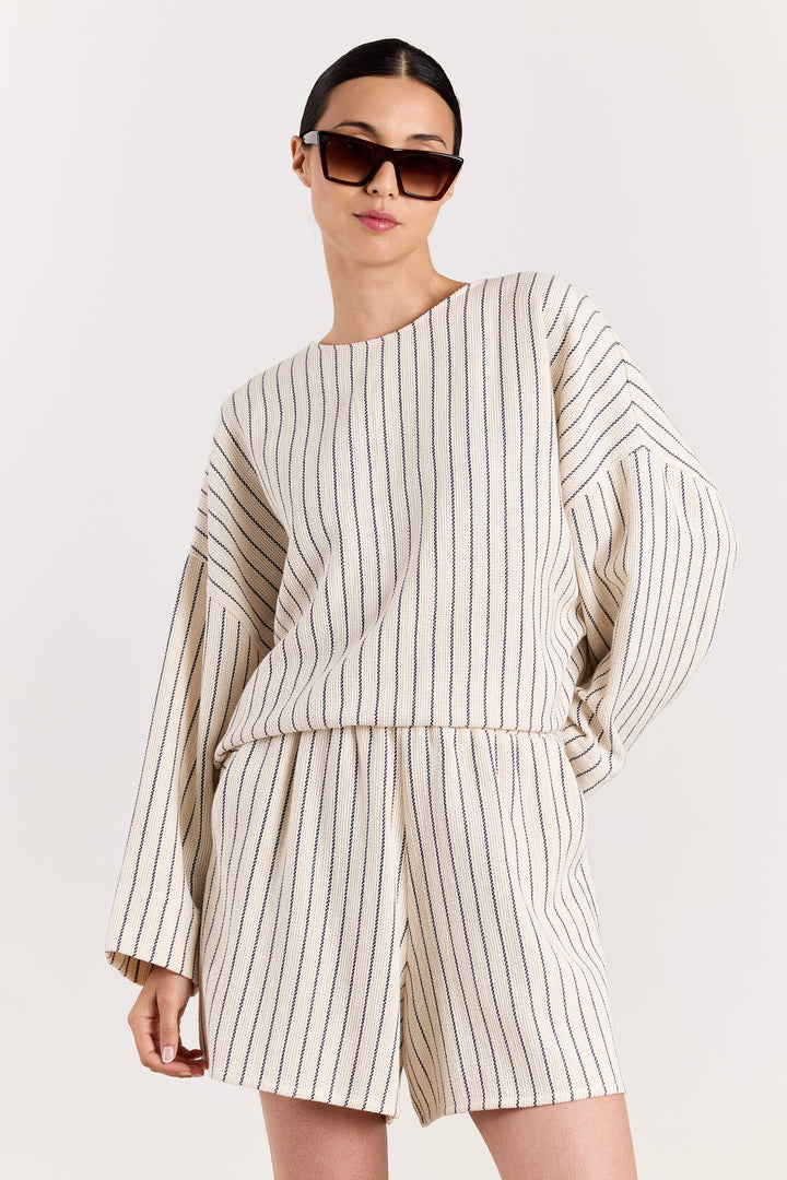 Raphie Loose Woven Stripe Navy