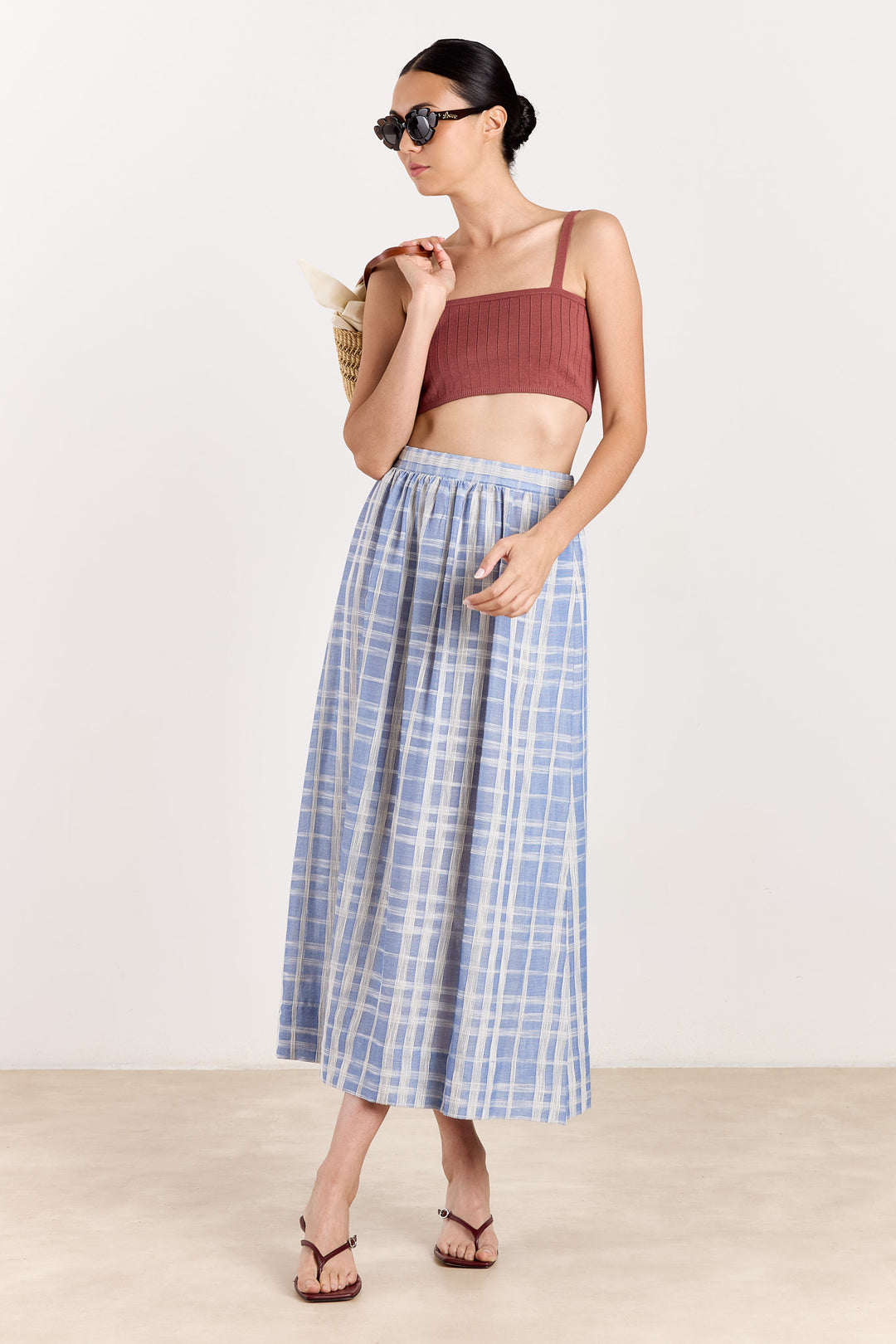 Leila Jacquard Check Blue