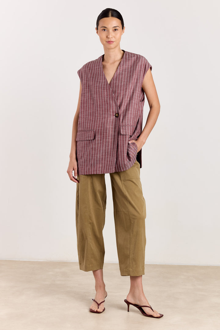 Judith Pinstripe Cranberry