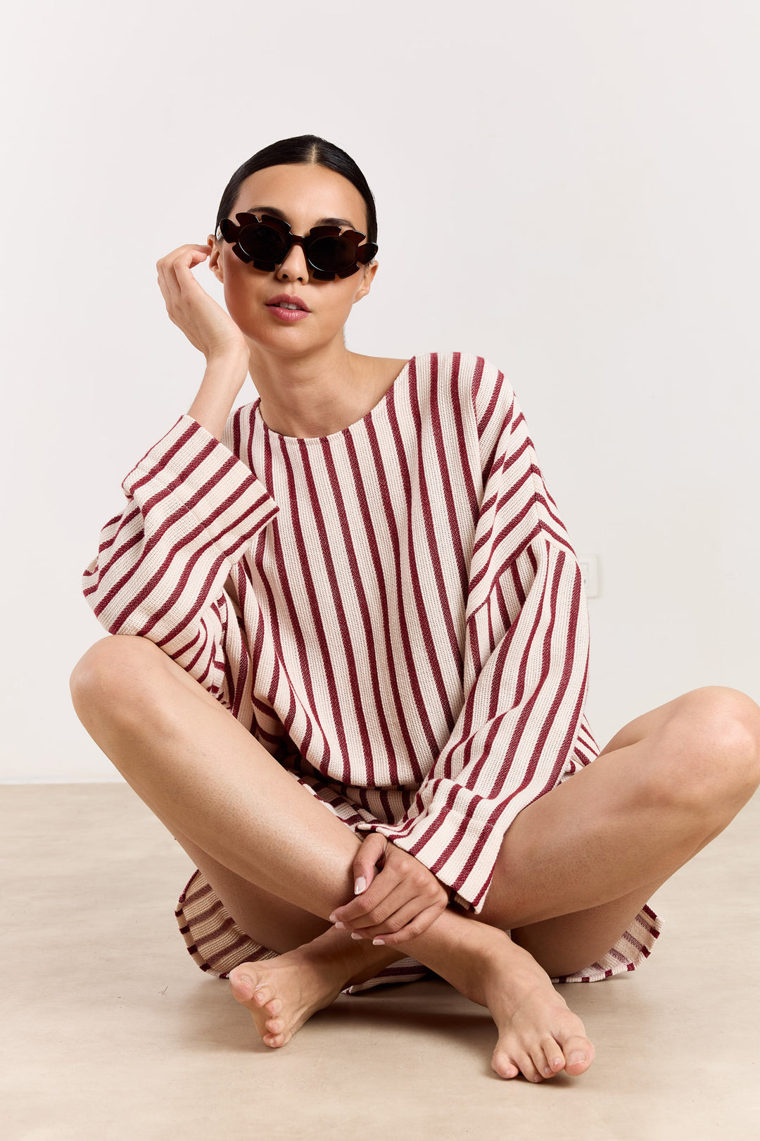 Raphie Loose Woven Stripe Deep Red