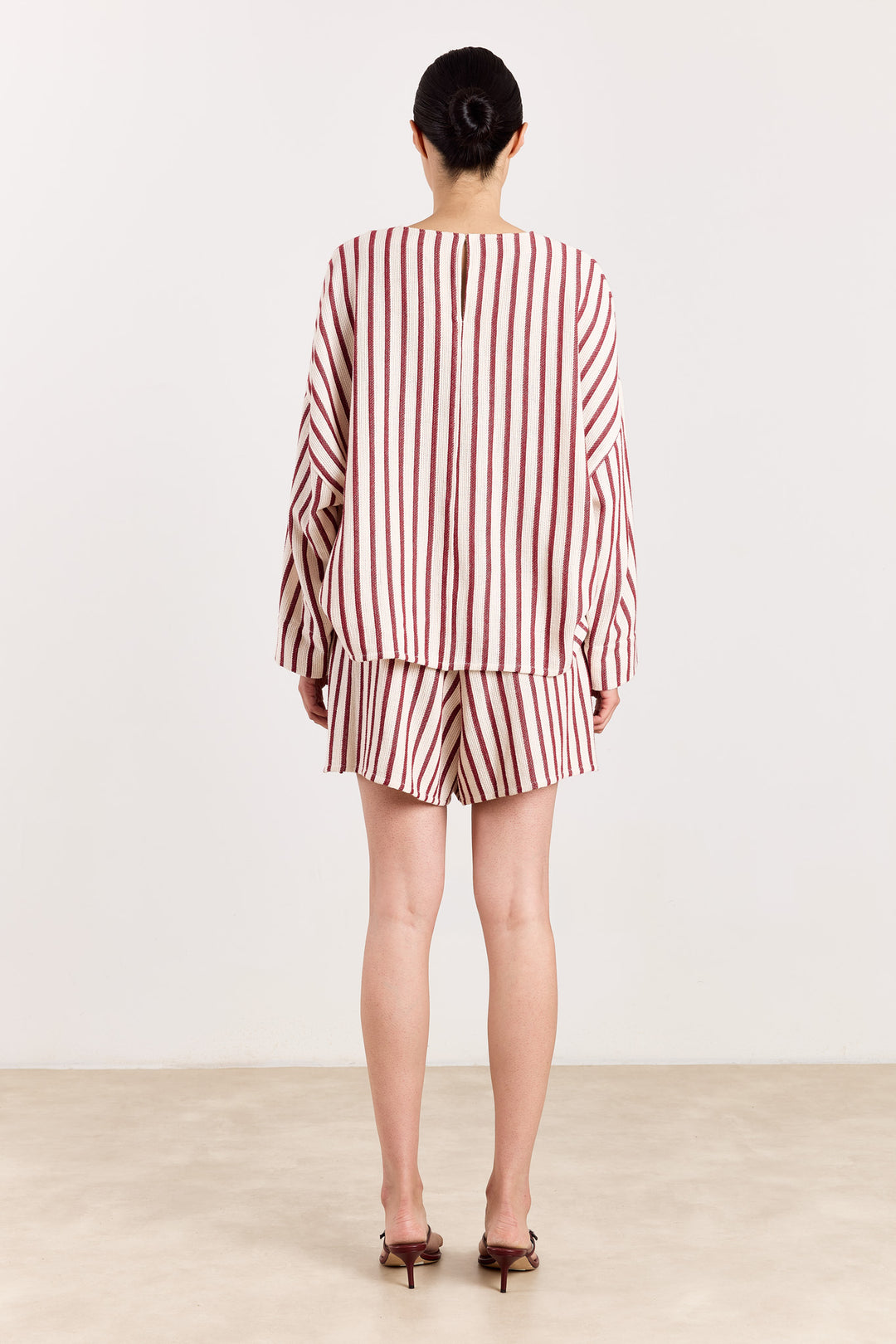 Maxime Loose Woven Stripe Deep Red