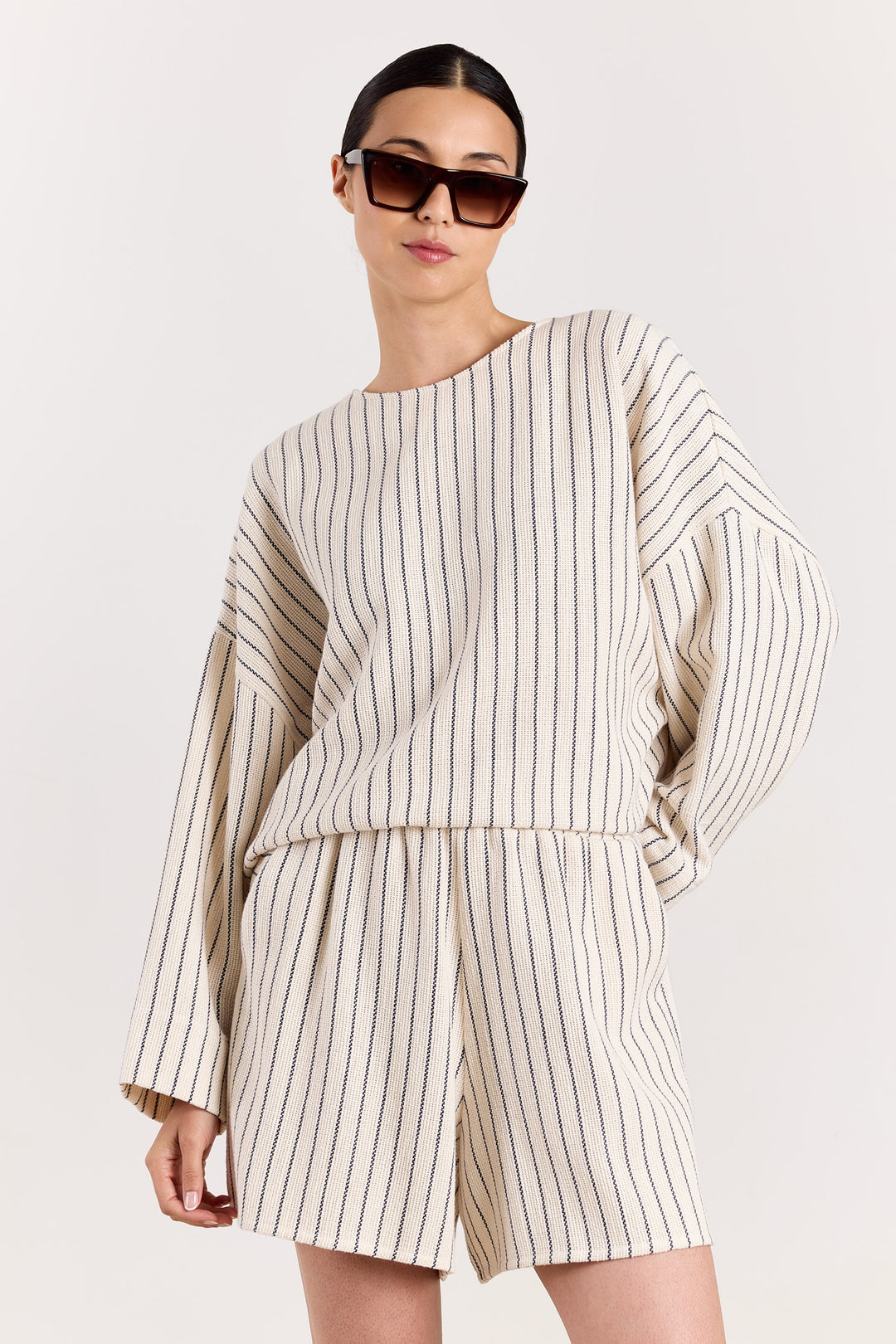 Maxime Loose Woven Stripe Navy
