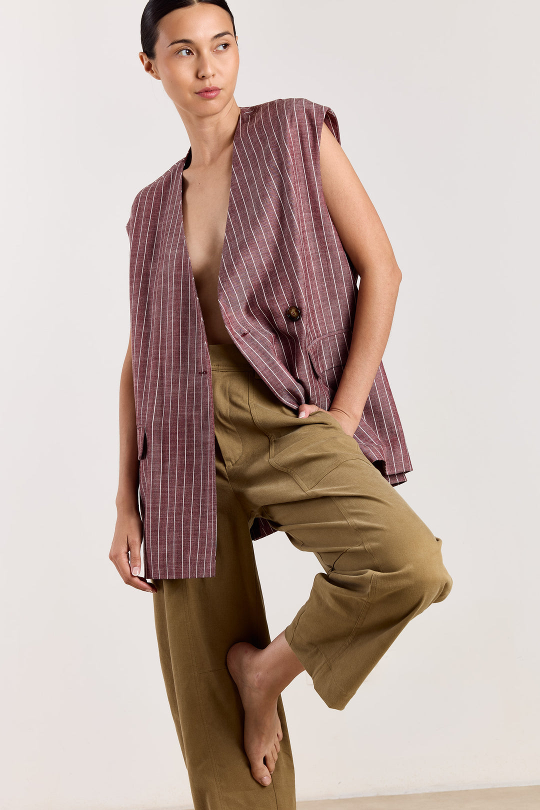 Judith Pinstripe Cranberry