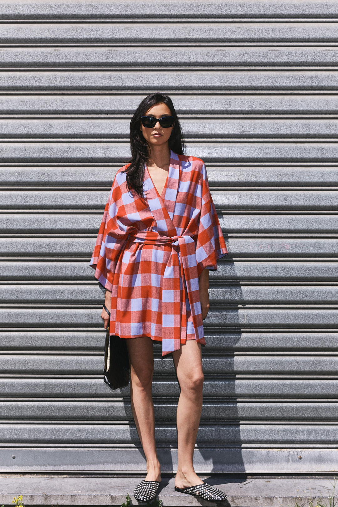 Romina short Colorblock Check Blue/Brick