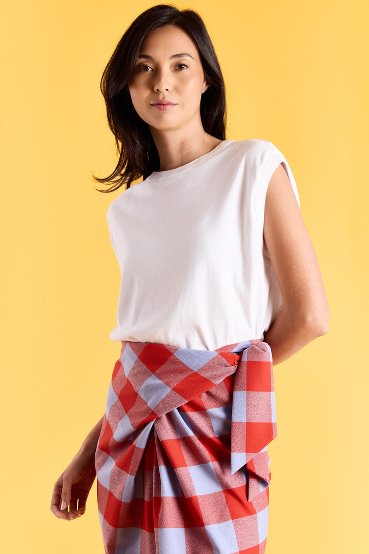Gisele Colorblock Check Blue/Brick
