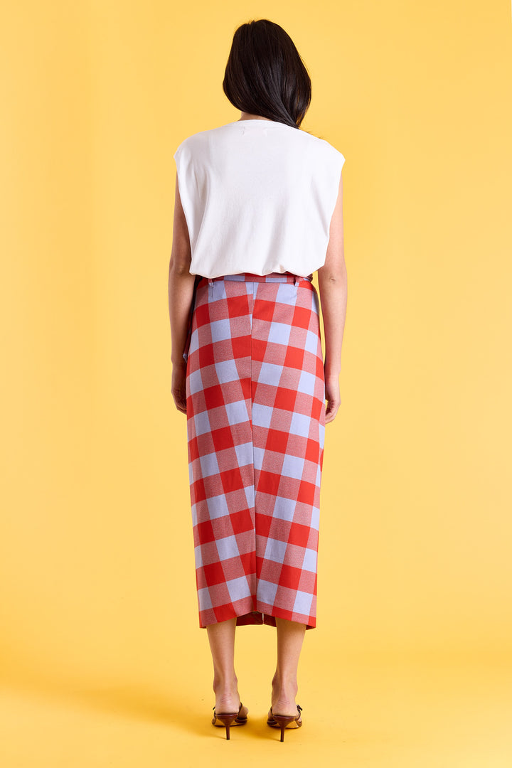 Gisele Colorblock Check Blue/Brick