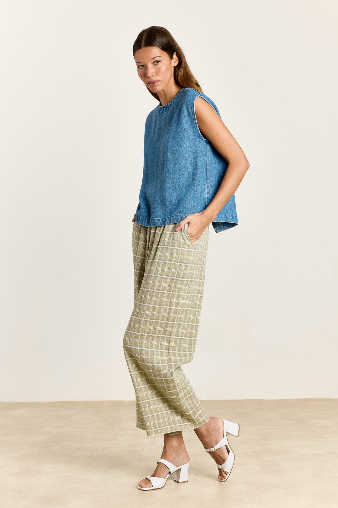 Sade Structured Check Sage