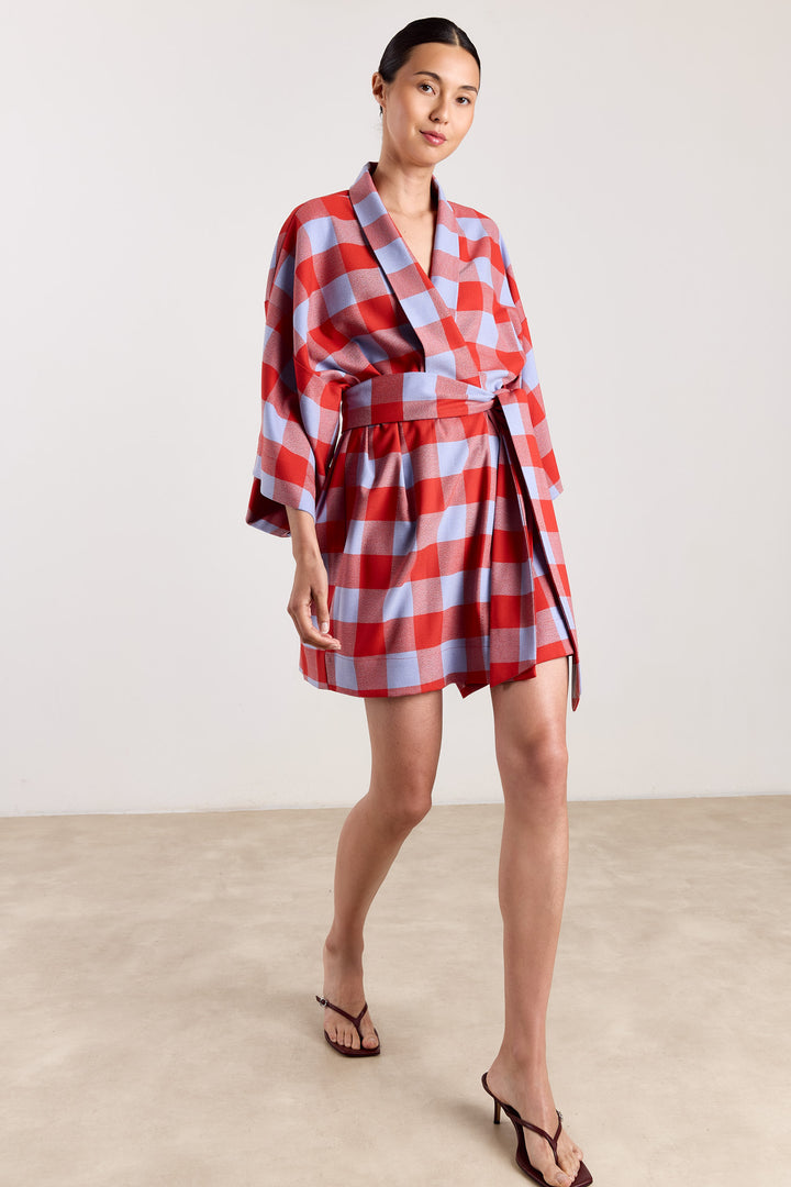 Romina short Colorblock Check Blue/Brick