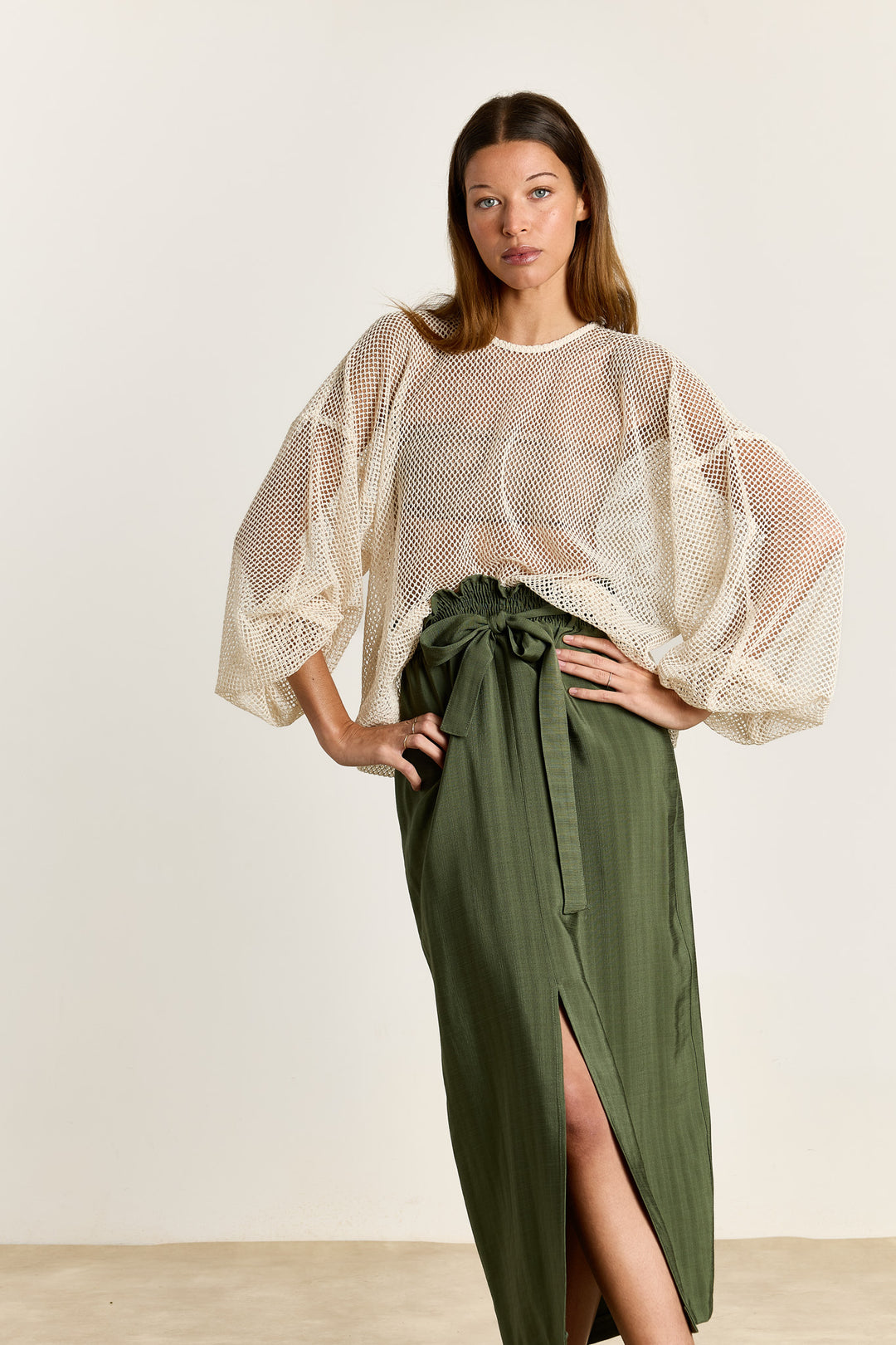 Lorena Plain Woven Pesto